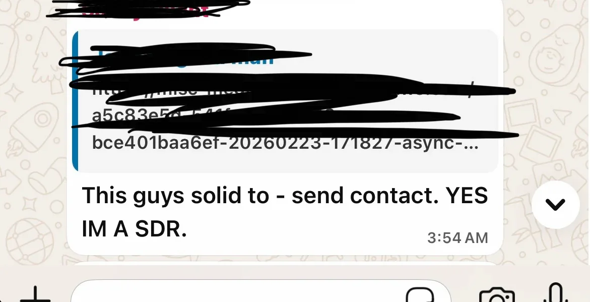 Client confirming a solid referral lead from the calling team